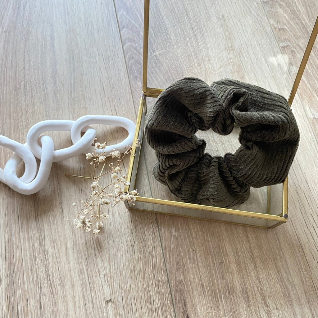 Chouchou cheveux velours côtelé kaki Velvet - Violette & Rose - Accessoires pour cheveux