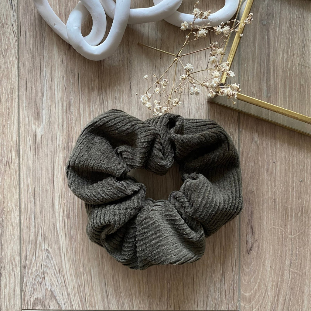 Chouchou cheveux velours côtelé kaki Velvet - Violette & Rose - Accessoires pour cheveux