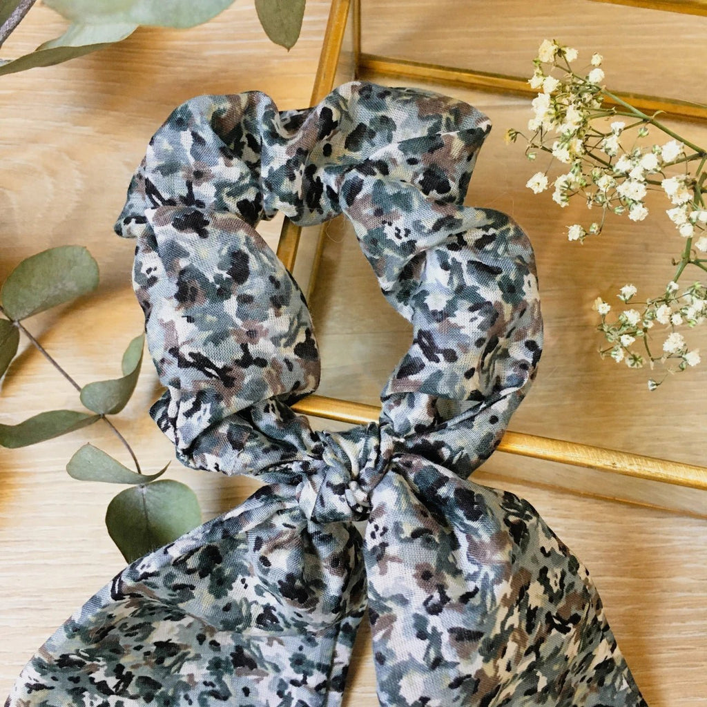 Foulchie en soie fleurs Angelica - Violette & Rose - Accessoires pour cheveux