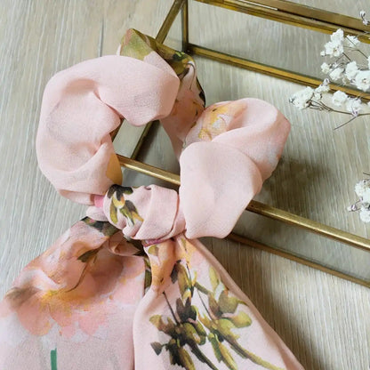 Foulchie en soie fleurs Paulina - Violette & Rose - Accessoires pour cheveux