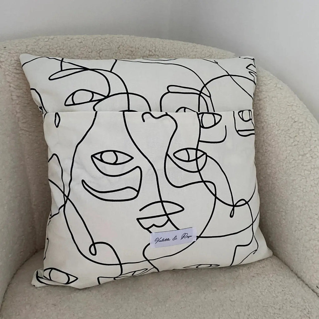 Housse de coussin Visage Abstrait - Violette & Rose - Accessoires pour cheveux